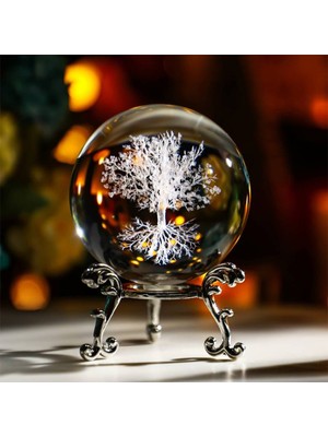 Normadia Şık Metal Ayaklı 3D Cam Küre, Dekoratif ve Modern Tasarım, 6cm