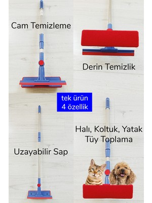 Çok Amaçlı Pratik Cam Temizleyici Kıl Tüy Toplayıcı Halı Kanepe Koltuk Temizleyici Döner Ba