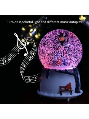 Normadia Işıklı, Müzikli, Büyük Boy Kar Küresi, Sokak Lambası Altında Bankta Çift