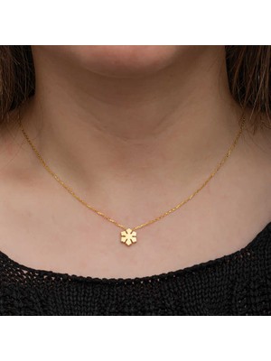 925 Ayar Gümüş Gold Minimal Kar Tanesi Kadın Kolye T8658 (72)