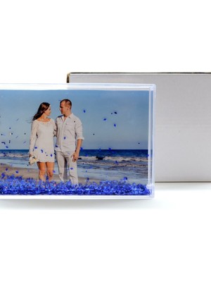 Normadia Mavi Simli Dikdörtgen Kar Küresi Fotoğraf Çerçevesi 11X16CM