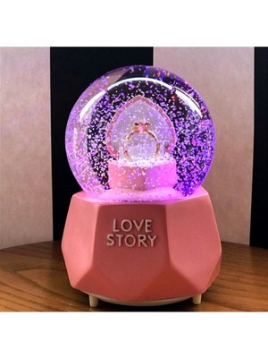 Normadia Yüzüklü Müzikli Pembe Kar Küresi, Orta Boy, Şık ve Zarif Tasarım