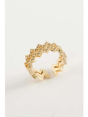 Zikzak Zirkon Taşlı Yüzük