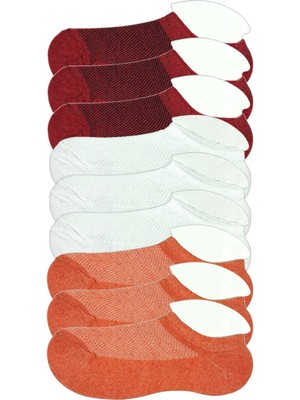 9 Adet Çocuk Sneaker Patik Çorap Bordo Beyaz Turuncu
