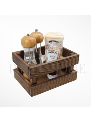PremiumPort Ahşap Dekoratif Sosluk, Kaşıklık, Yağdanlık, Ekmeklik ve Meyve Sepeti