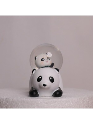 Normadia Sevimli Panda Temalı Işıklı Pilli Kar Küresi, Dekoratif ve Eğlenceli Hediye