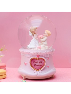 Normadia Işıklı ve Müzikli Büyük Boy Pembe Kar Küresi 16X12CM