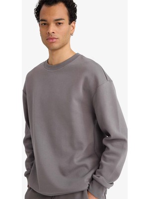 Defacto Boxy Fıt Pike Gri Erkek Sweatshirt E1519AX/GR206