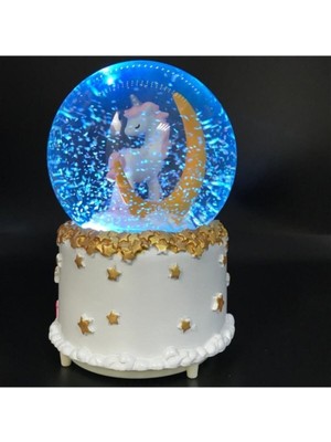 Normadia Unicorn Temalı Işıklı ve Müzikli Kar Küresi, Püskürtmeli ve Rüya Gibi Atmosfer