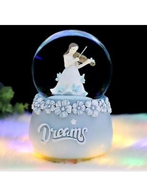 Normadia Işıklı ve Müzikli Sevimli Kız Keman Figürlü Kar Küresi
