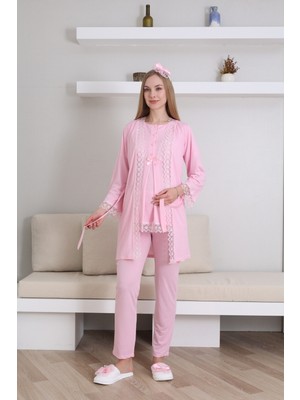 Erdeniz Tekstil Hamilelik ve Emzirme Sürecine Uygun, Düğmeli-Dantel Detaylı Pijama Takımı-Tesettüre Uygun
