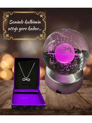 Normadia Renkli LED Işıklı Cam Satürn Kız Küre, Dolunay ve Kristal Top Tasarımı