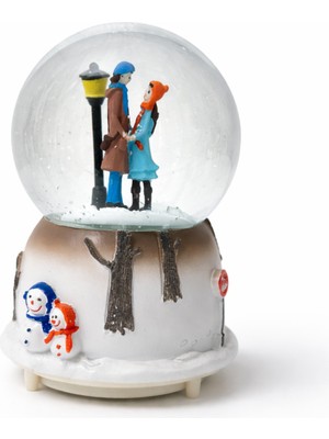 Normadia Renkli Işıklı Çiftli 3D Kar Küresi, Müzikli ve Efektli, Şık Dekorasyon