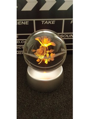 Normadia 3D Kristal Işıklı Renk Değiştiren Standlı Gül ve Aşk Tasarımı