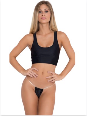  Fantezi Şefaf Lastikli Siyah Tanga TG271300