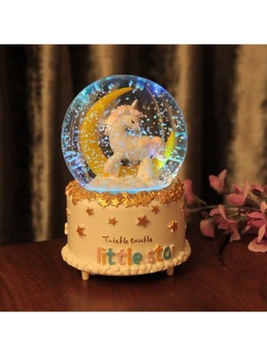 Normadia Renkli Işıklı Müzikli Unicorn Kar Küresi, Eğlenceli ve Sıcak Hava Hediyesi