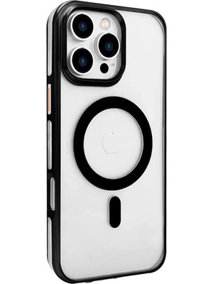 iPhone 16 Pro Gleam Pc Sert Magsafe Kılıf - Şeffaf-Siyah