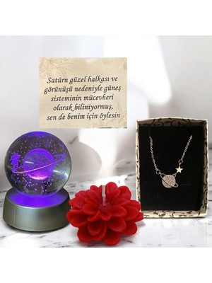 Normadia Renk Değiştiren LED Işıklı Satürn ve Lotus Tasarımlı Kolyeler