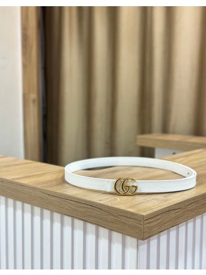 Erdesign Kadın Beyaz Gold Detaylı Kemer
