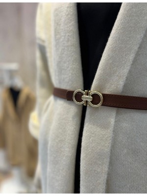 Erdesign Kadın Taba Gold Detaylı Kemer Kadın Kemer