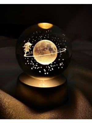 Normadia Renk Değiştiren Işıklı Dekoratif Cam Küre Satürn Kız Teması