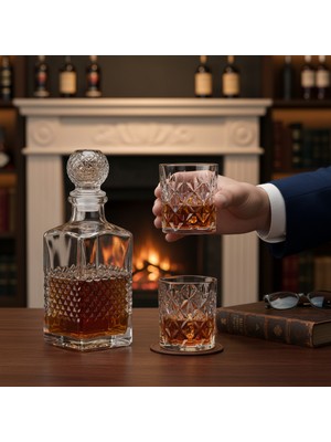 Odi Home Cam Karaf Şişe ve 2'li Bardak Seti Su Meşrubat Viski Şişesi Seti 1000 ml