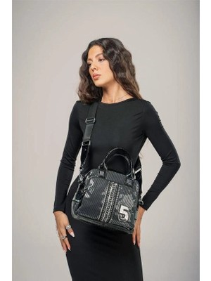 Kazax Tuka Siyah Cilt Kol ve Omuz Çantası