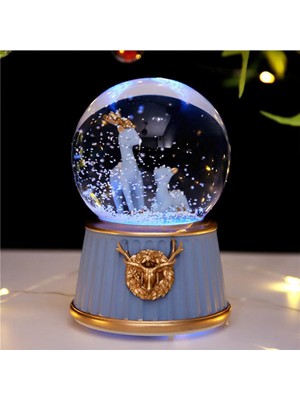 Normadia Büyük Geyik Temalı Işıklı ve Müzikli Kar Küresi, Mavi Renkli, Püskürtmeli