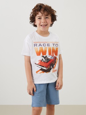 Lc Waikiki Yeni Sezon Hot Wheels Lisanslı Erkek Bebek Tişört ve Şort 2'li