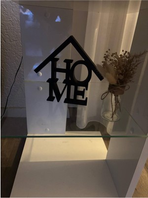 Hasfar Tech Dekoratif Home Yazılı Masaüstü Siyah Biblo | Modern Ev & Ofis Dekoru | Minimal Tasarım