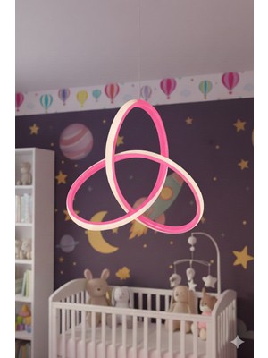 Ece Aydınlatma Kleos Pembe Kasa Beyaz Işıklı LED Avize