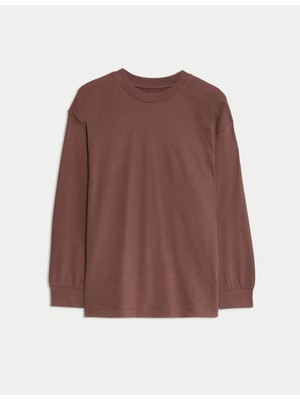 Marks & Spencer Saf Pamuklu Uzun Kollu Tişört (6–16 Yaş)