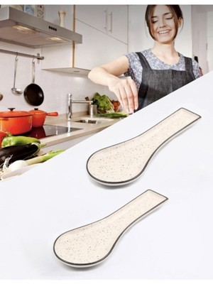 PremiumPort 2'li Porselen Tezgah Üstü Kepçe ve Kaşık Altlığı Seti