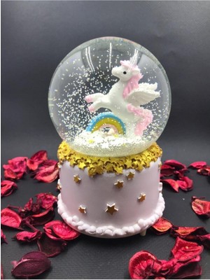 Normadia Büyük Boy Unicorn Atlı Kar Küresi, Işıklı ve Müzikli, Kendinden Püskürtmeli