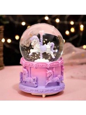 Normadia Mor Atlı Karınca Işıklı Müzikli Sihirli Kar Küresi, Eğlenceli ve Renkli Dekor