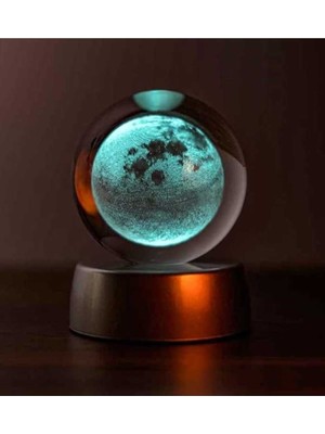 Normadia Renkli Cam Küre LED Işıklı Gece Lambası, Dekoratif ve Hediyelik