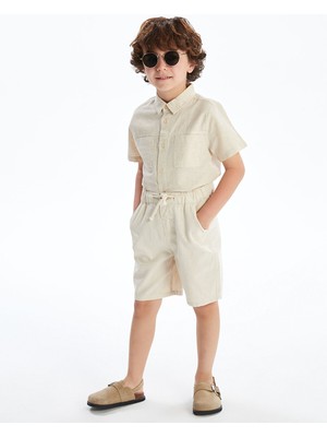 Lc Waikiki Yeni Sezon Beli Lastikli Cepli Erkek Çocuk Keten Şort
