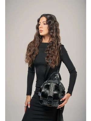Kazax Atey Siyah Cilt Kol ve Omuz Çantası