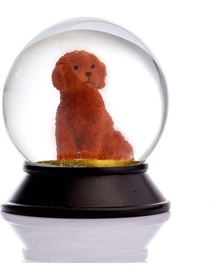 Normadia Şık Cam ve Reçine Altın Patiler Köpek Figürü, Kar Küresi Hediye