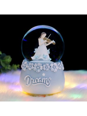 Normadia Işıklı Müzikli Orta Boy Keman Çalan Kız Kar Küresi