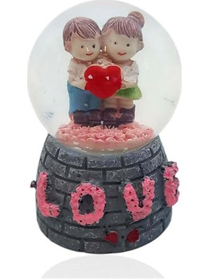 Normadia Sevgi Temalı Işıklı Çift Kar Küresi, Şık ve Romantik Dekorasyon Hediye