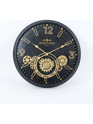 ForWhat Büro Ev Ofis Hediyesi Için 59CM Çarklı Golden Motif Duvar Saati