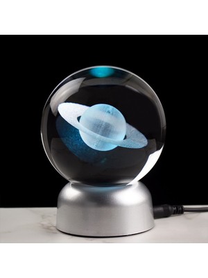 Normadia Işıklı Satürn Cam Küre, 8x6 Cm, Dekoratif ve Şık Tasarım