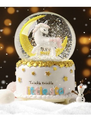 Normadia Renkli Unicorn Kar Küresi, Işıklı ve Müzikli, Otomatik Kar Püskürtme