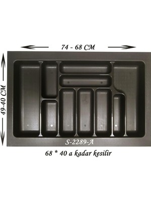 PremiumPort Antibakteriyel Plastik Kaşıklık, Çekmece Içi, Antrasit, Çok Fonksiyonlu