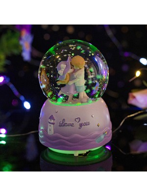 Normadia Mor Aşıklar Büyük Kar Küresi Işıklı, Müzikli ve Püskürtmeli