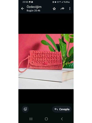 Creatif La Femme Kırmızı Clutch Portföy Kağıt Ipten El Örgüsü Kadın Çanta