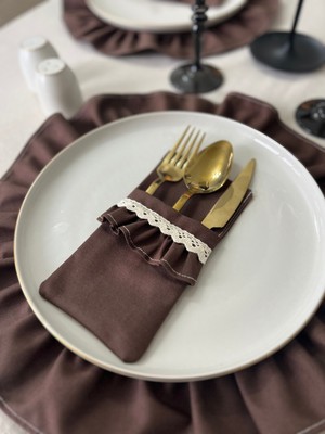 PremiumPort 6'lı Ham Keten Sofra Kaşıklık Takımı, Şık Sunum Aksesuarı