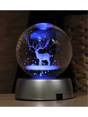 Normadia Büyük Boy 3D Geyik Kristalleşmiş Cam Işıklı Yılbaşı Kar Küresi