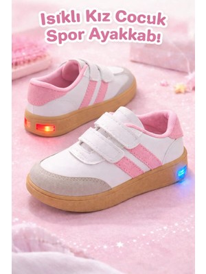 Slipcat Unisex  Günlük Işıklı Çocuk Cırtlı Yürüyüş Koşu Sneaker Spor Ayakkabı